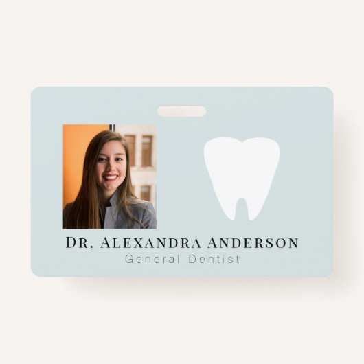 Badge Dentist White Teeth Light Blue ID Photo (Devant)