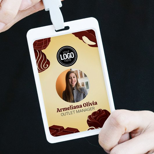 Badge d'entreprise de chocolat moderne personnalis