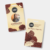 Badge d'entreprise de chocolat moderne personnalis (Avant & arrière)