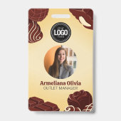 Badge d'entreprise de chocolat moderne personnalis (Avant)