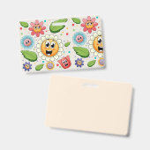 Badge Design arrière - plan transparent avec fleurs colo (Front & Back)