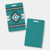 Badge Design aztèque en couleur turquoise (Avant & arrière)