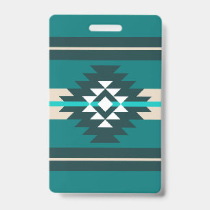 Badge Design aztèque en couleur turquoise