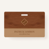 Badge Design en bois Brown et beige (Devant)