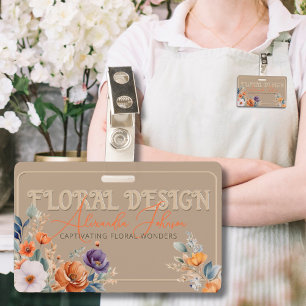 Badge Design Floral Boho Kraft Rustique Élégant Embossé