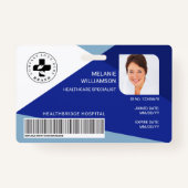 Badge Design géométrique bleu moderne ID photo/logo Médi (Devant)