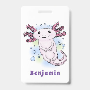 Badge Dessin animé d'axolotl rose adorable