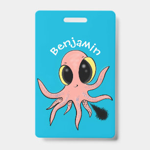 Badge Dessin animé de bébé pieuvre mignon et effronté