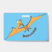 Badge Dessin animé de ptérodactyle orange mignon drôle v (Arrière)