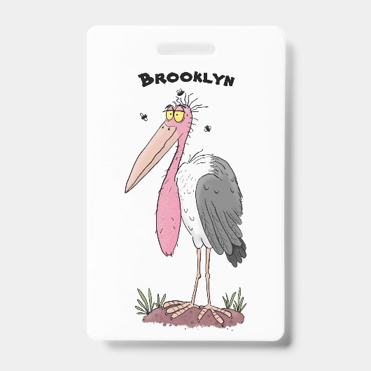 Badge Dessin animé drôle de marabout d'Afrique (Avant)