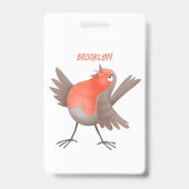 Badge Dessin animé d'un oiseau rouge chantant mignon (Arrière)