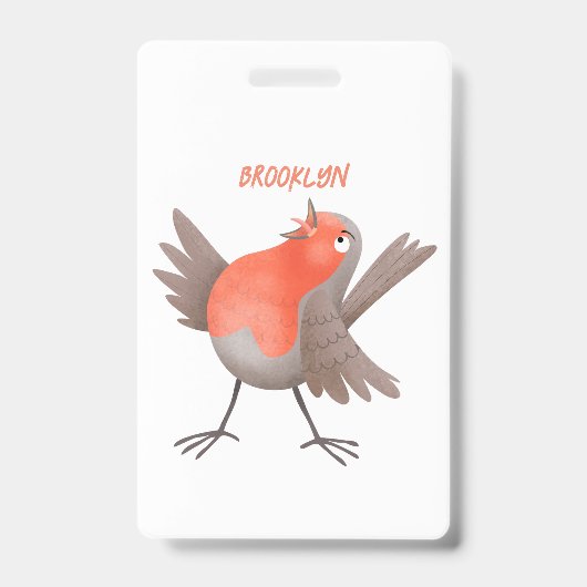 Badge Dessin animé d'un oiseau rouge chantant mignon (Avant)