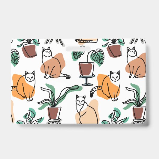 Badge Dessin au trait chats et fleurs (Avant)
