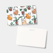 Badge Dessin au trait chats et fleurs (Avant & arrière)