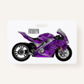 Badge Dessin de moto de sport violet (Dos)