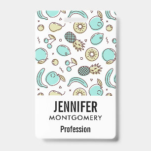 Badge Dessin linéaire estival à motif de fruits mignons