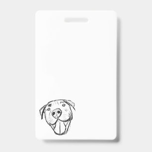 Badge dessin pitbull simple amoureux des chiens noir bla