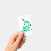 Badge dessin souriant requin menthe bleu vert océan anim (Handheld)