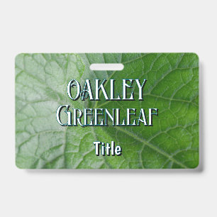 Badge Détail de la veine Feuille verte Nom et image pers