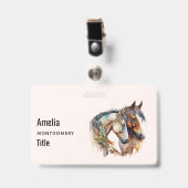 Badge Deux beaux chevaux Western Boho (Avant avec clip)