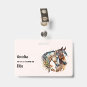Badge Deux beaux chevaux Western Boho (Arrière avec clip)