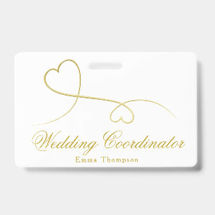 Badge Deux cœurs d'or Organisateur de mariage / Coordi