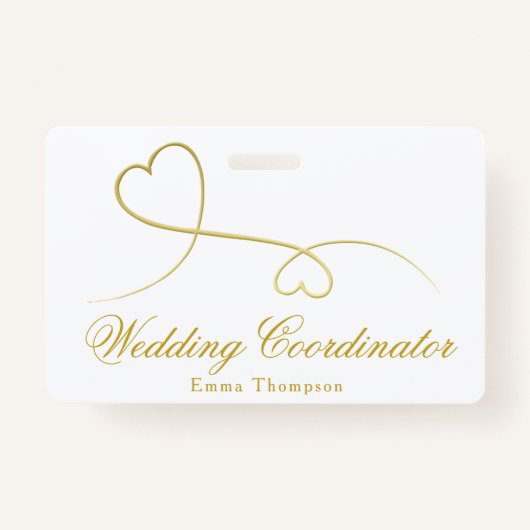 Badge Deux Coeurs d'or | Wedding planner / Coordinateur (Devant)