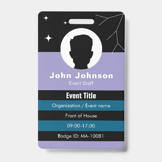 Badge d'événement à code QR • Carte d'identité num (Avant)