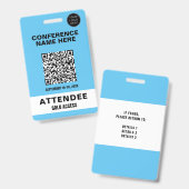 Badge d'événement de conférence bleu uni (Avant & arrière)