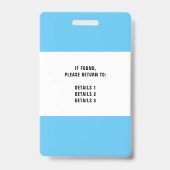 Badge d'événement de conférence bleu uni (Arrière)