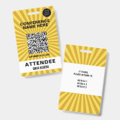 Badge d'événement de la conférence Starburst Yello (Avant & arrière)