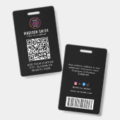 Badge d'événement de logo noir moderne Code QR (Avant & arrière)