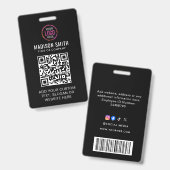 Badge d'événement de logo noir moderne Code QR Ent (Avant & arrière)