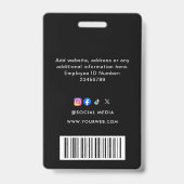 Badge d'événement de logo noir moderne Code QR Ent (Arrière)