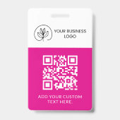 Badge d'événement Fuchsia Blanc Code QR personnali (Avant)