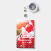 Badge d'événement VIP Birthday Party (Face avec clip rétractable)
