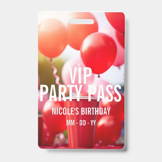 Badge d'événement VIP Birthday Party (Face)