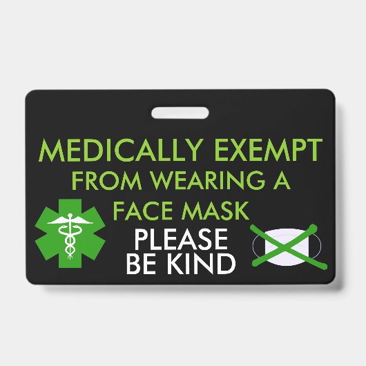 Badge d'exemption médicale de masque facial (Avant)