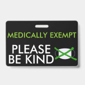 Badge d'exemption médicale de masque facial (Arrière)