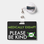 Badge d'exemption médicale de masque facial (Arrière avec rétractable)