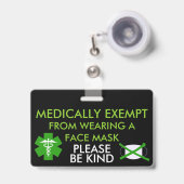 Badge d'exemption médicale de masque facial (Avant avec rétractable)