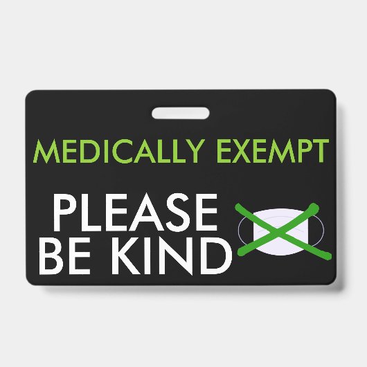 Badge d'exemption médicale de masques faciaux (Avant)