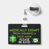 Badge d'exemption médicale de masques faciaux (Arrière avec rétractable)