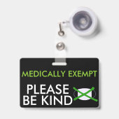 Badge d'exemption médicale de masques faciaux (Avant avec rétractable)