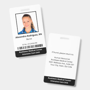 Badge d'hôpital avec code-barres et photo personna