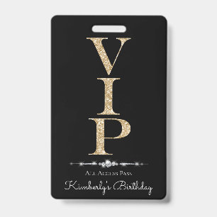 Badge Diamants glamour noir Parties scintillant or VIP L
