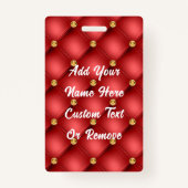 Badge Diamants rouges en or Tufted Nom personnalisé Badg (Dos)