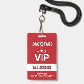 Badge d'ID de carte d'accès VIP rouge (Avant avec lanière)