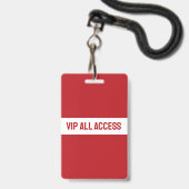Badge d'ID de carte d'accès VIP rouge (Arrière avec lanière)