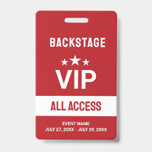 Badge d'ID de carte d'accès VIP rouge